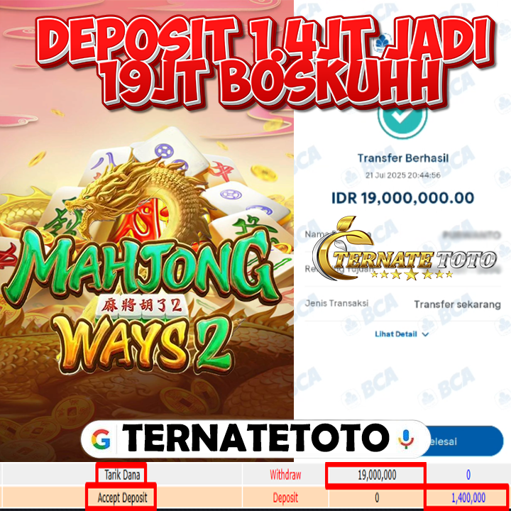 TERNATETOTO - MENANG MAHJONG WAYS 2 Rp.19,000,000,-