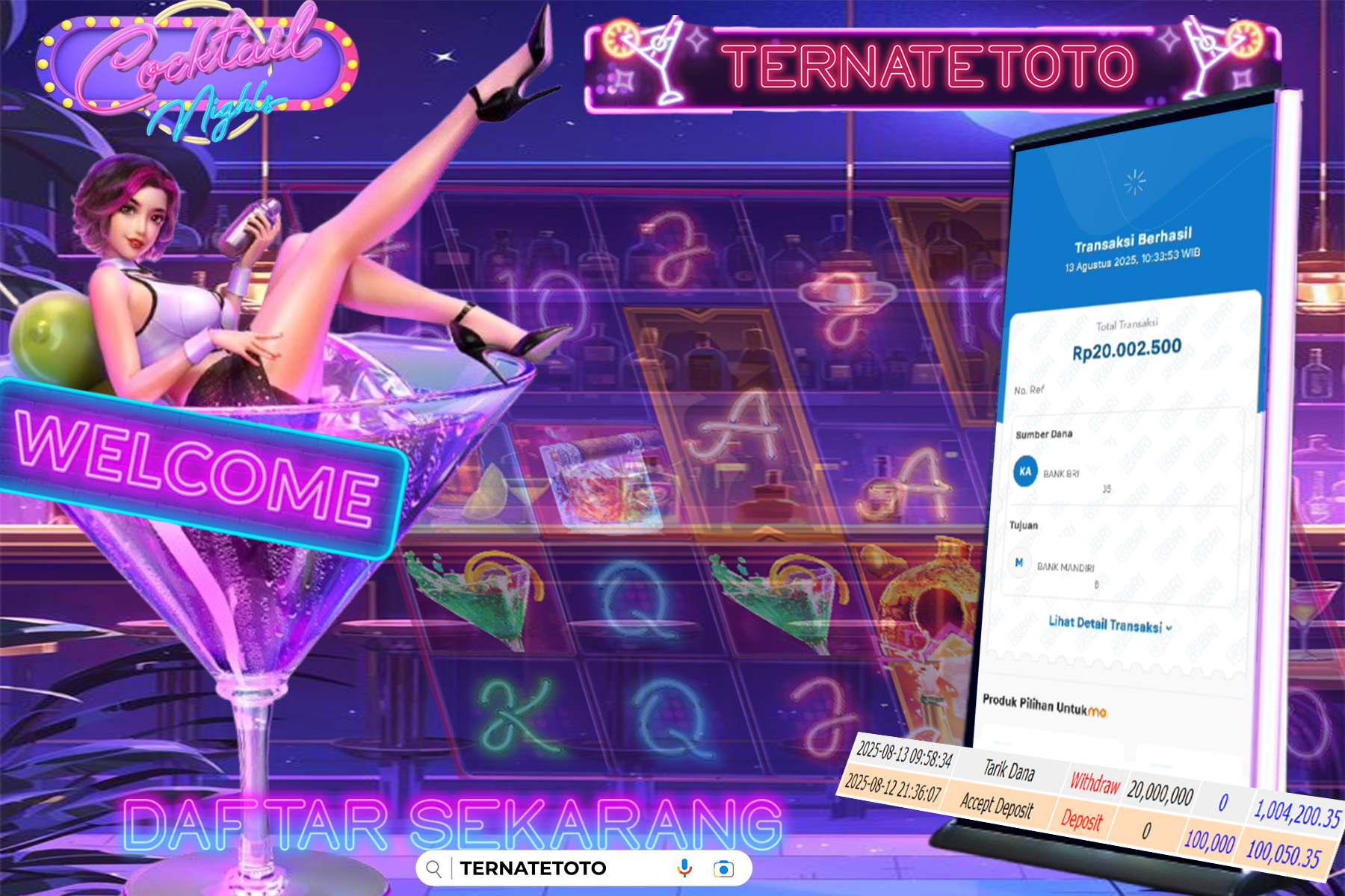TERNATETOTO - MENANG COCKTAIL NIGHTS  - Rp.20,000,000