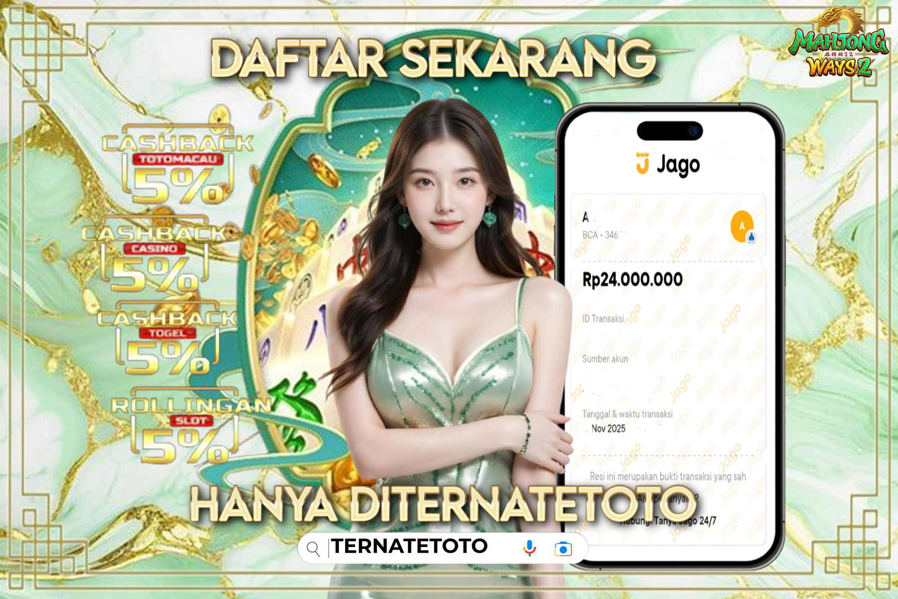 TERNATETOTO - JACKPOT MAHJONG WAYS 2 Rp.24,000,000,-