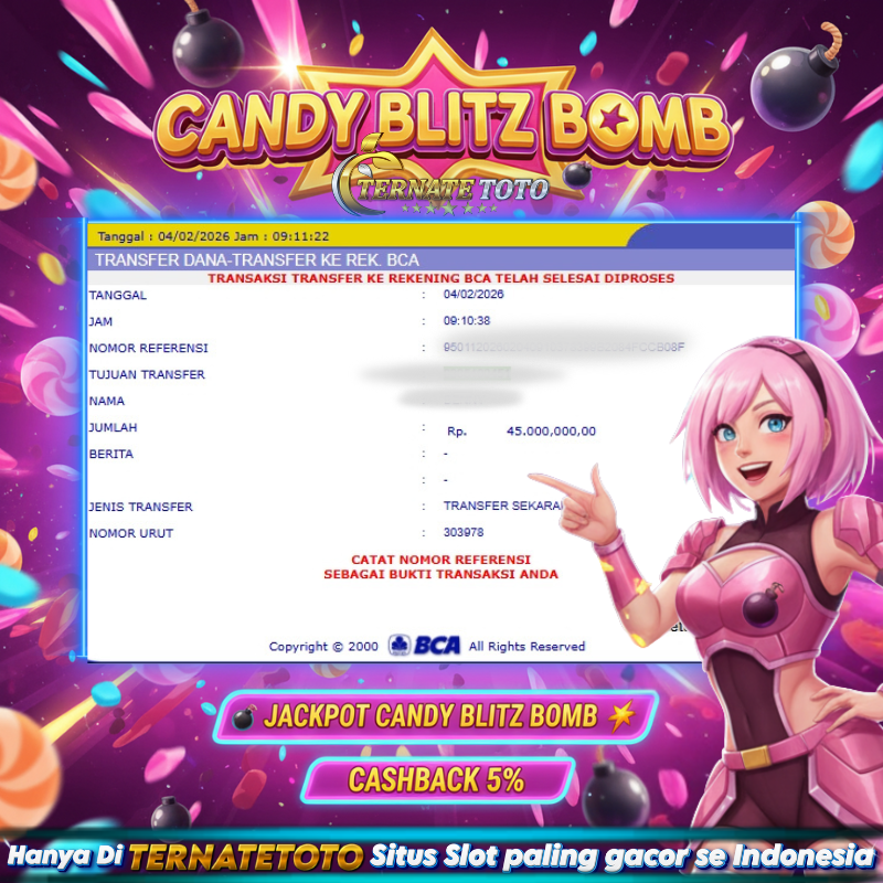 TERNATETOTO - JACKPOT CANDY BLITX BOMB 1000 Rp. 45.000.000,-