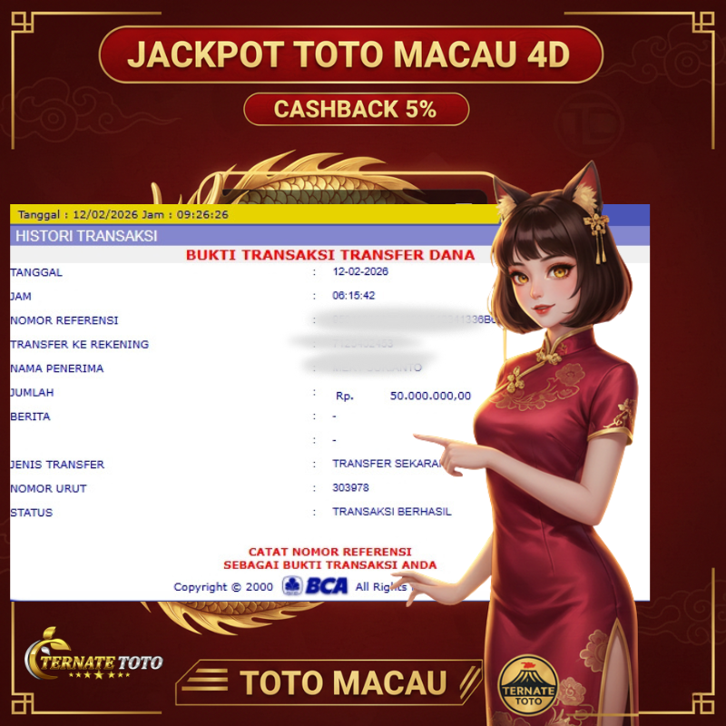TERNATETOTO - JACKPOT TOTOMACAU 4D Rp.50.000.000