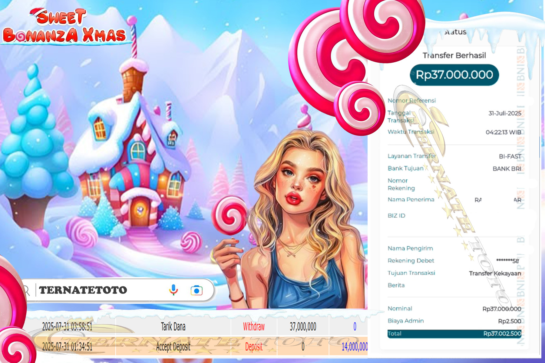 TERNATETOTO - MENANG SWEET BONANZA XMAS Rp.37,000,000,-
